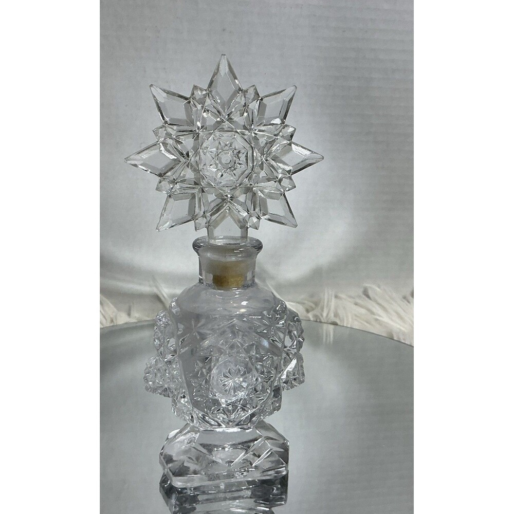 Vintage Crystal Star Pattern Perfume Bottle With Stopper